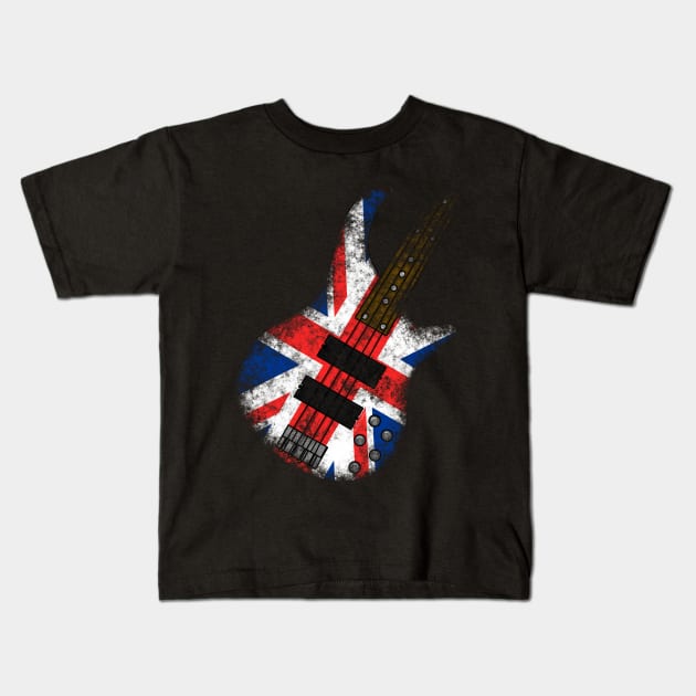 UK Flag Bass Guitar Bassist British Music Kids T-Shirt by doodlerob